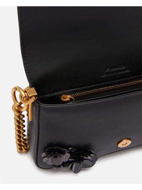 Borsa a spalla Baby Love Bag Slouchy in pelle con fiori gioiello PINKO | 105353A2WG/Z99Q